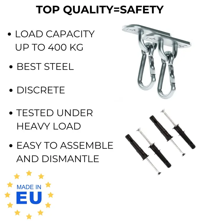 MAMOI® Ceiling hook, Heavy duty bracket, Attachment and hanging accessories for baby swing, swing chair and hammock, Ceiling mount and punch bag hooks