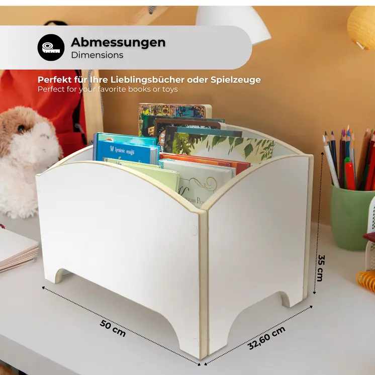 MAMOI® Etagère pour enfants, étagère à livres, étagère murale pour enfants, boîte à livres pour chambre d'enfant, étagère à livres pour enfants, banc à livres en bois, boîte à jeux blanche