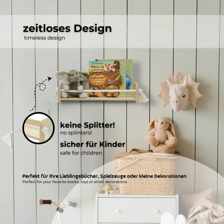 MAMOI® Bücherregal für kinder, Bücherkiste für kinderzimmer, Book shelf, Buchregal, Wandregal kinderregal, Kinderbücherregal, Bücherbank aus holz, Kindermöbel für kleines kind montessori