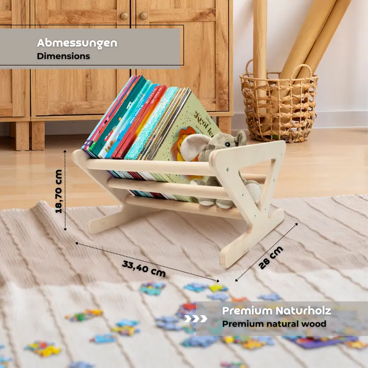 MAMOI® Children's bookcase and cabinet, Small wall bookcase, Bookshelves and children's room furniture, Montessori bookcases for children