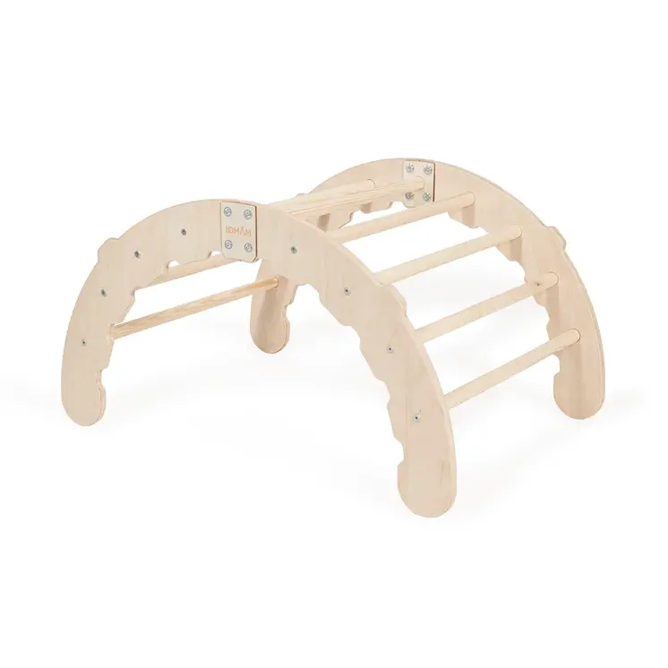 MAMOI® Kletterbogen, Kletterdreieck, Baby klettern, Regenbogenwippe aus holz, Holzbogen für Kinder, Spielplatz, Klettergerüst indoor ab 1 jahr 2/3 jahre, Montessori