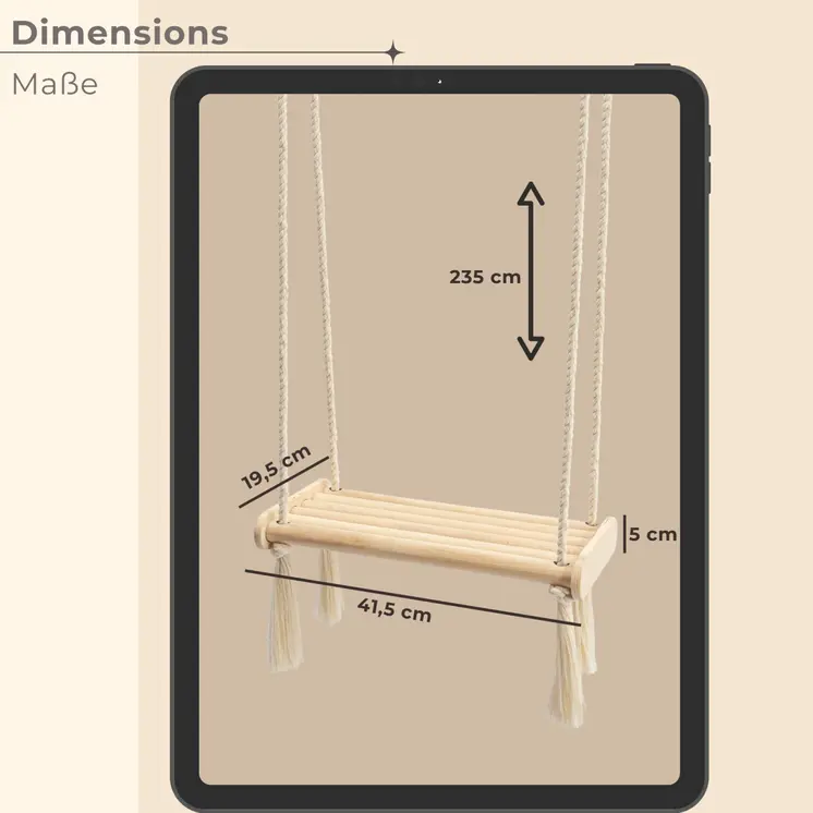 MAMOI® wooden baby swing | wooden swing | wooden swing board | baby swing for at home | indoor swing | 100% ECO | made in the EU.