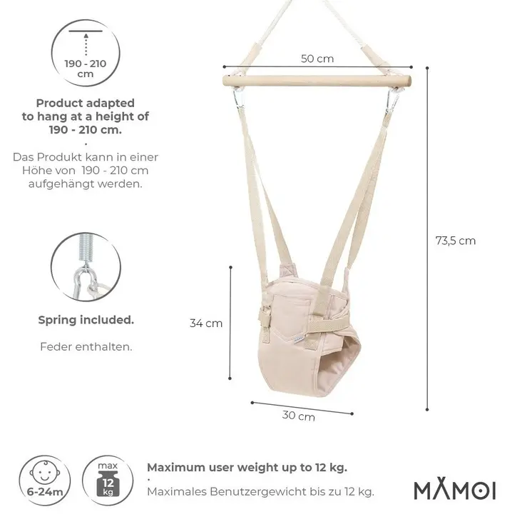 MAMOI® Türhopser baby ab 6 monate, Hopser baby jumper bouncer, Babyschaukel für türrahmen, Schaukel indoor, Türschaukel, Hüpfer, Kinderschaukel, Tür hopper, Babyhopser Swing