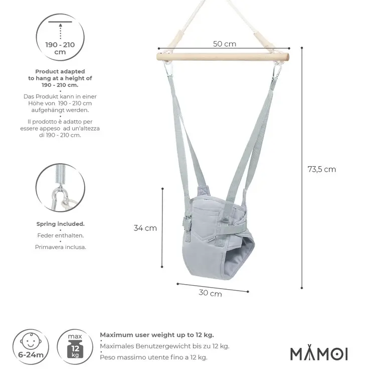 MAMOI® Türhopser baby ab 6 monate, Hopser baby jumper bouncer, Babyschaukel für türrahmen, Schaukel indoor, Türschaukel, Hüpfer, Kinderschaukel, Tür hopper, Babyhopser Swing
