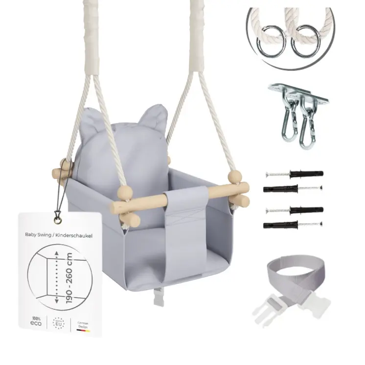 MAMOI® Balancoire interieur pour bebe et enfants, Siege balançoire en bois et en coton pour bébé, Balansoire pour enfant, Balancelle scandinave, Baby swing