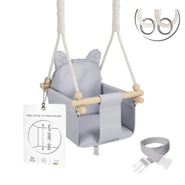 MAMOI® Balancoire interieur pour bebe et enfants, Siege balançoire en bois et en coton pour bébé, Balansoire pour enfant, Balancelle scandinave, Baby swing