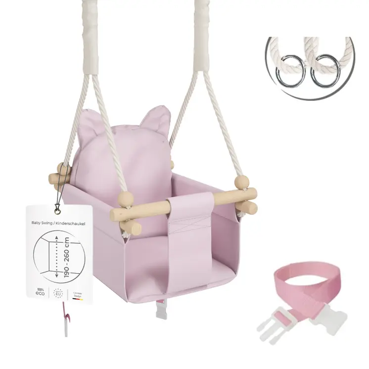 MAMOI® Balancoire interieur pour bebe et enfants, Siege balançoire en bois et en coton pour bébé, Balansoire pour enfant, Balancelle scandinave, Baby swing