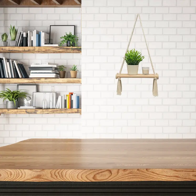 MAMOI® Wooden wall shelf Boho Hanging shelf Hand-woven macramé Floating shelf Wall decor Plant stand for kitchen Bedroom Living room
