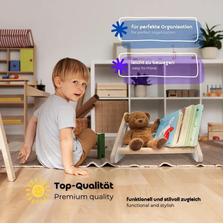 MAMOI® Bücherregal für kinderzimmer, Buchregal für Kinder, Book Shelf, Wandregal kinderregal, Kinderbücherregal, Bücherbank, Kindermöbel für kleines Kind