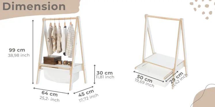 MAMOI® porte-vêtements pour chambre d'enfant | porte-vêtements enfant | porte-vêtements bébé | porte-manteau | armoire enfant | armoire enfant