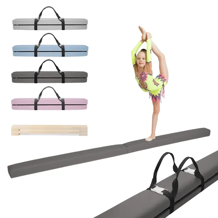 MAMOI® Gymnastics beam for kids Grey (200 cm), Padded non-slip folding balance beam, Kids gym equipment at home, Gymnastic floor beams & bases for children