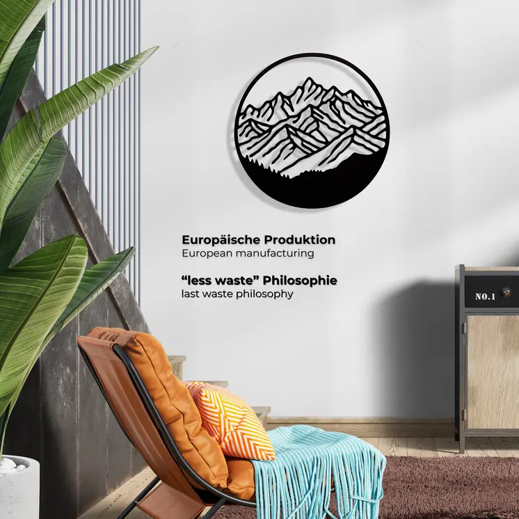 MOE UHANE 3D Wanddekoration schwarz, HDF Wandbild, moderner Akzent für Wohnzimmer Büro Schlafzimmer, minimalistischer Stil, Design-Deko für Innenräume, Geschenk, 100 % ECO, Made in EU
