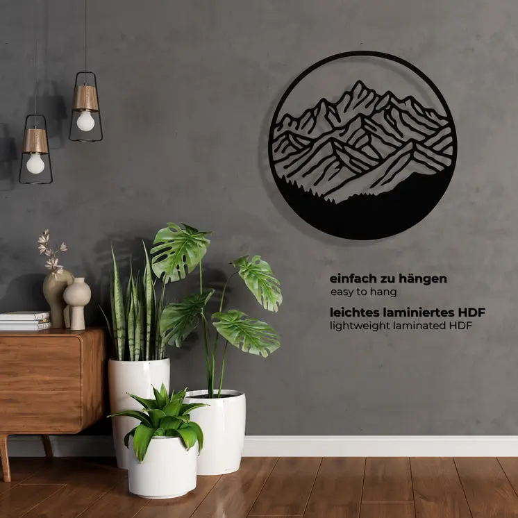 MOE UHANE 3D Wanddekoration schwarz, HDF Wandbild, moderner Akzent für Wohnzimmer Büro Schlafzimmer, minimalistischer Stil, Design-Deko für Innenräume, Geschenk, 100 % ECO, Made in EU