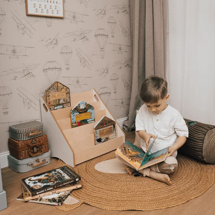 MAMOI® Bibliothèque pour enfants en bois, étagère pour livres d'enfants, support de livres, étagère murale pour chambre d'enfants, étagère, Book Shelf, étagère pour enfants