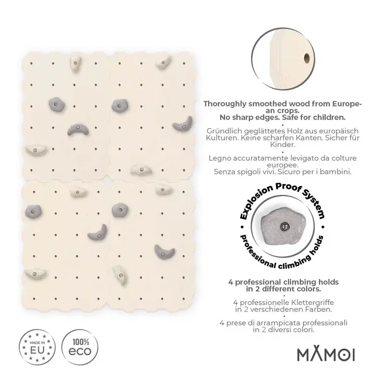 MAMOI® Kletterwand für kinderzimmer, Klettergerüst und spielgeräte indoor, Klettern mit Klettergriffe für kinder, Klettersteine, Kletterturm mit Griffe, Klettergriffe, Montagesatz