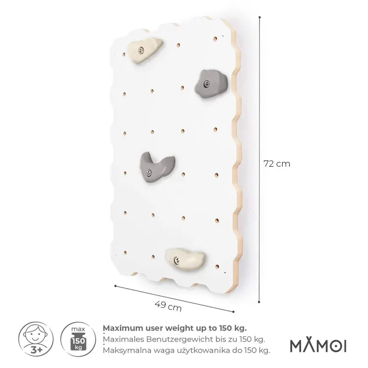 MAMOI® Mur escalade pour enfant, Module d'escalade interieur pour bebe, Mur descalade avec prises escalade et sans prise, Planche escalade à partir de 3 ans