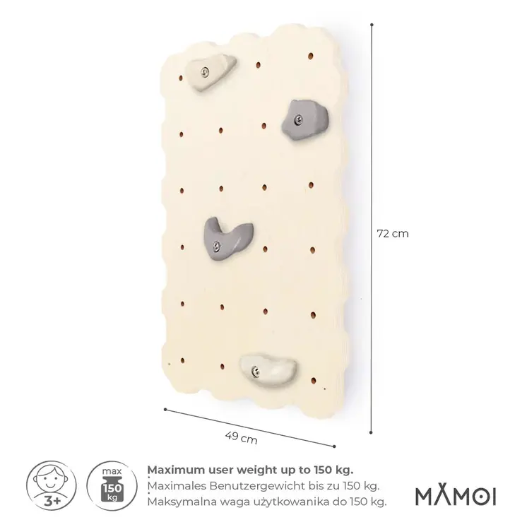 MAMOI® Mur escalade pour enfant, Module d'escalade interieur pour bebe, Mur descalade avec prises escalade et sans prise, Planche escalade à partir de 3 ans