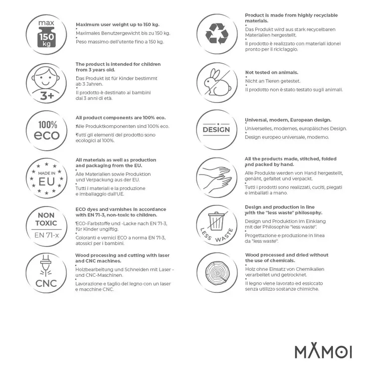 MAMOI® Mur escalade pour enfant, Module d'escalade interieur pour bebe, Mur descalade avec prises escalade et sans prise, Planche escalade à partir de 3 ans