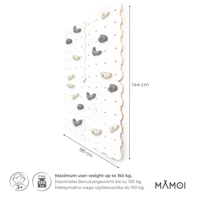 MAMOI® Climbing wall for kids, Wooden frame for toddlers, Play equipment for toddler, Indoor baby and childrens frames montessori from age 3 years old