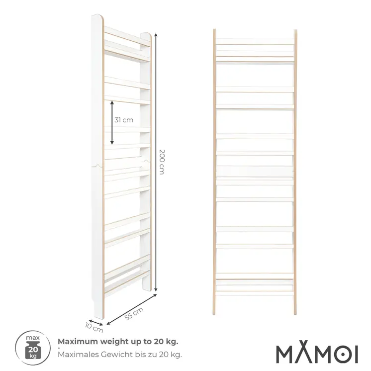 MAMOI® Kinderbücherregal aus Holz – Bücherkiste, Kinderbücherregal, Bücherregal für Kinderzimmer, Bücherbank, Wandregal, Montessori Kindermöbel, Kinderregal und Book Shelf für kleine Kinder.