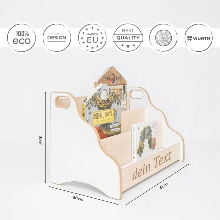 MAMOI® Personalisierte bücherregal mit namen für kinder, Bücherkiste für kinderzimmer, Book shelf, Buchregal, Wandregal kinderregal, Kinderbücherregal aus holz, Kindermöbel für kind montessori