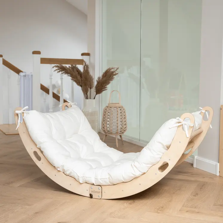 MAMOI® Triangle d'escalade balançoire avec Coussin, Coussin pour Triangle d'escalade pour Enfants en Bois, Triangle intérieur et extérieu, Escalade Enfant, Balancoire Bebe, Espalier Enfant