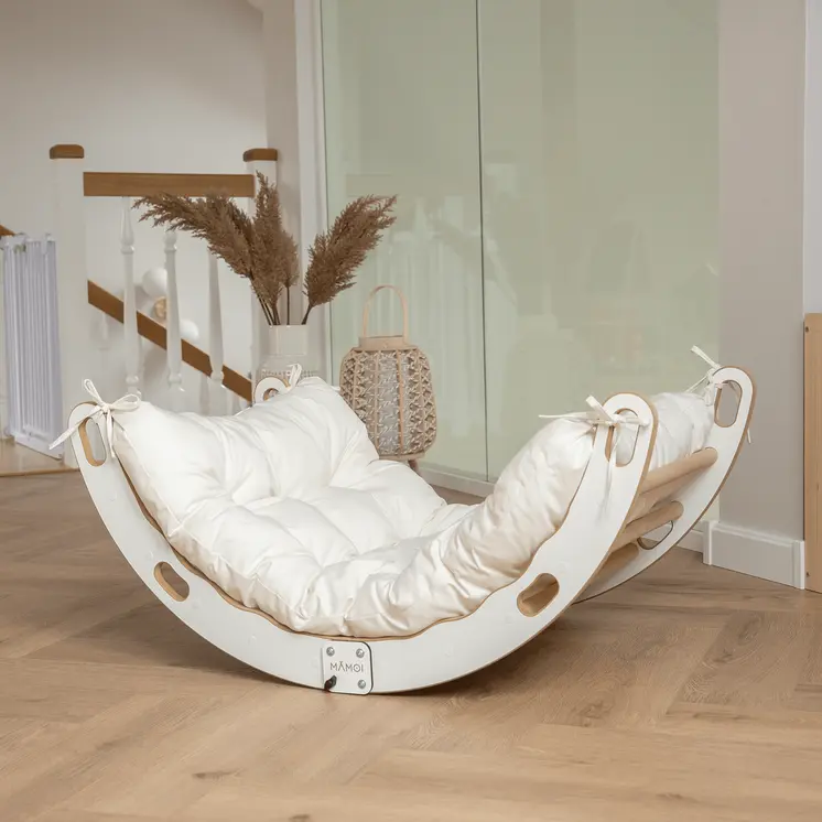 MAMOI® Triangle d'escalade balançoire avec Coussin, Coussin pour Triangle d'escalade pour Enfants en Bois, Triangle intérieur et extérieu, Escalade Enfant, Balancoire Bebe, Espalier Enfant