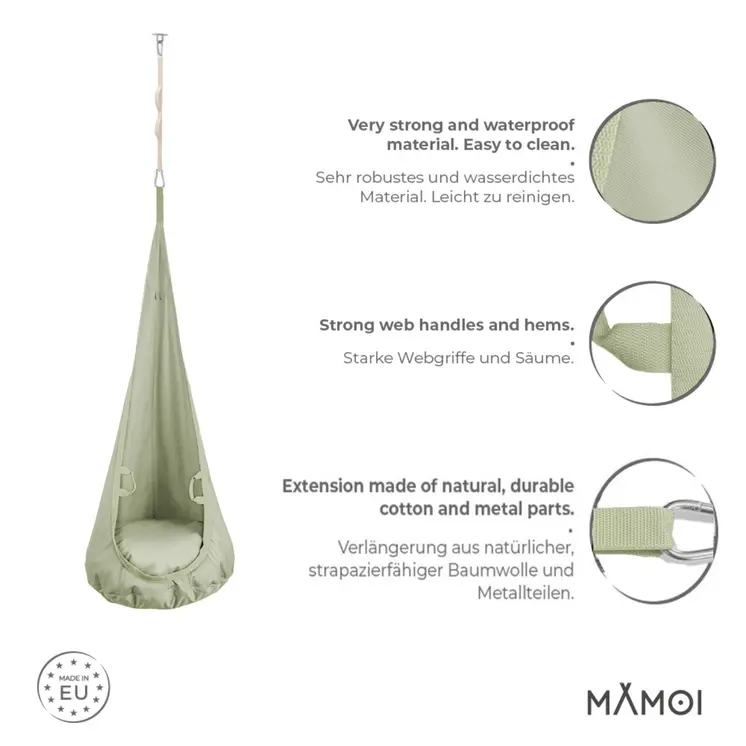 MAMOI® Cocon hamac pour enfant, Fauteuil suspendu pour bebe, Balançoire de coton, Balancoire sensorielle interieur, Jeu sensoriel autisme