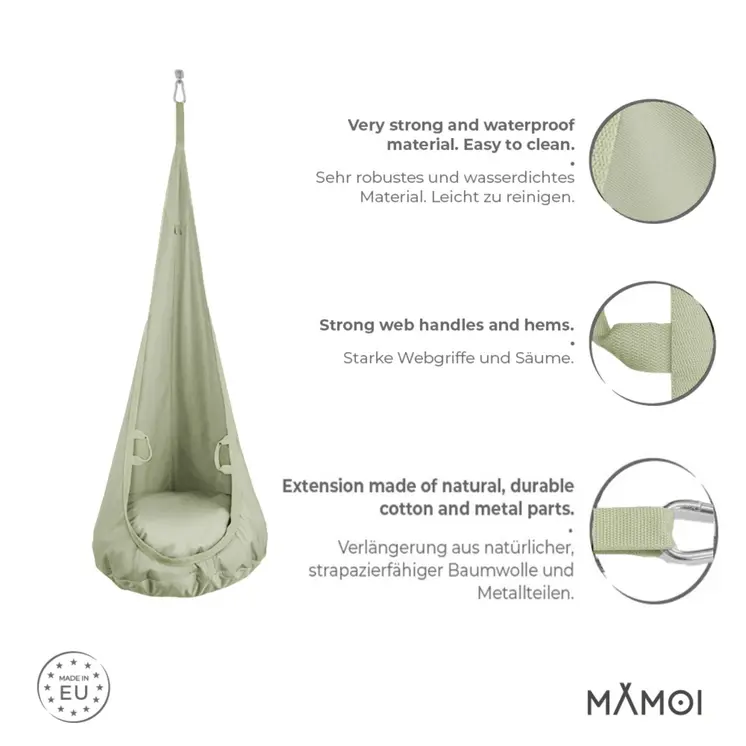 MAMOI® Hängesessel für kinder, Schaukel für kinderzimmer, Hängehöhle, Hängeschaukel, Sensory swing, Schaukeltuch indoor, Hängesack, Tuchschaukel, Babyschaukel, Hängetuch