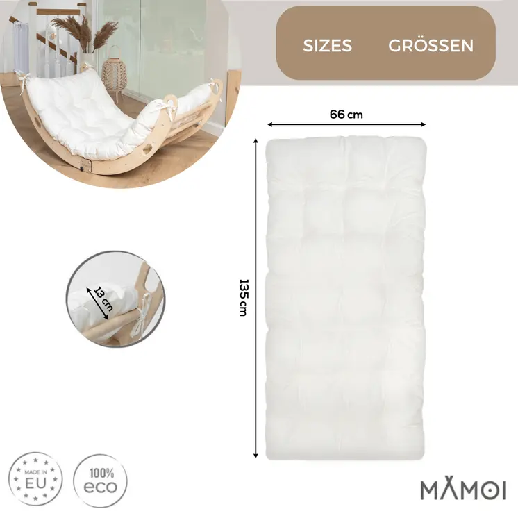 MAMOI® Triangle d'escalade balançoire avec Coussin, Coussin pour Triangle d'escalade pour Enfants en Bois, Triangle intérieur et extérieu, Escalade Enfant, Balancoire Bebe, Espalier Enfant