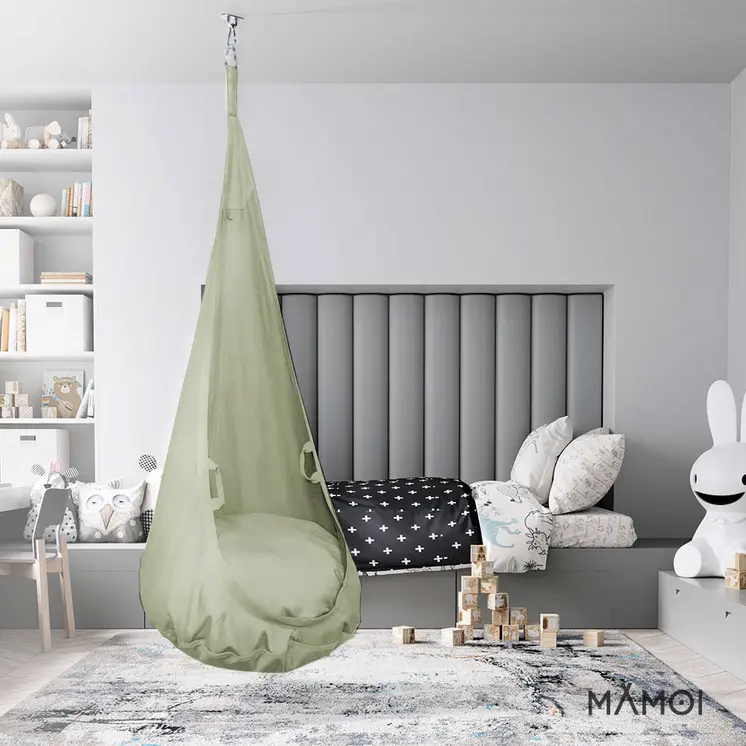 MAMOI® Cocon hamac pour enfant, Fauteuil suspendu pour bebe, Balançoire de coton, Balancoire sensorielle interieur, Jeu sensoriel autisme