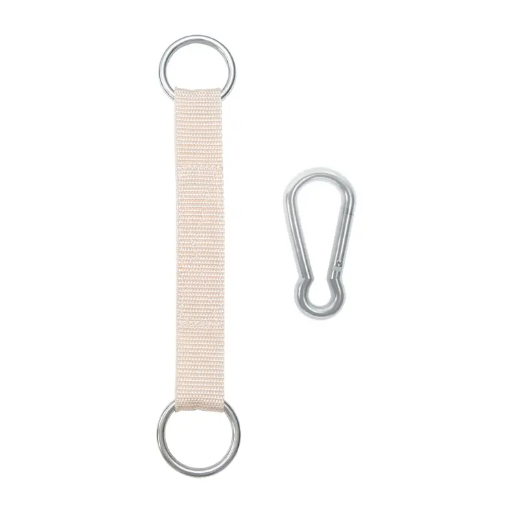 MAMOI®  Befestigungsgurt für Gymnastikringe 1 Stück Band mit Karabiner und Metallringen Zubehör für Sprossenwand Halterung Aufhängung 100% ECO hergestellt in der EU