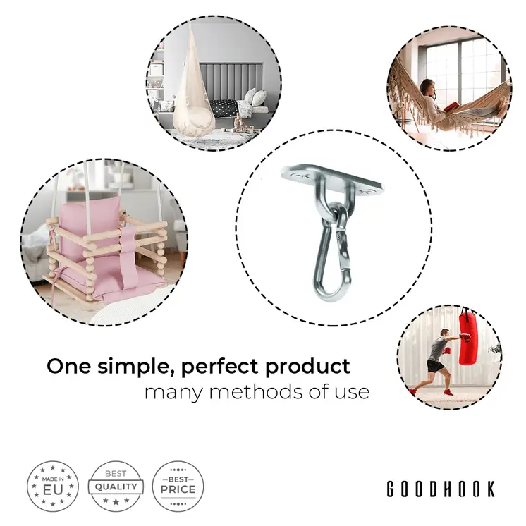 MAMOI® Ceiling hook, Heavy duty bracket, Attachment and hanging accessories for baby swing, swing chair and hammock, Ceiling mount and punch bag hooks