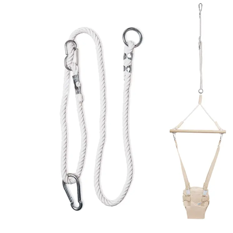 MAMOI® Corde à balancier réglable 85-140 cm | 1 x rallonge de corde à balancier avec mousqueton métallique | Corde en coton naturel avec mousqueton | 100% ECO | Fabriqué dans l'UE