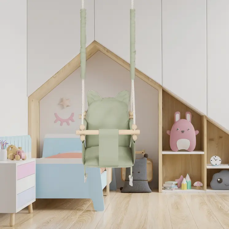 MAMOI® Babyschaukel, Baby schaukel Indoor Outdoor, Kinderschaukel aus Holz, Holzschaukel für Kinder, Schaukeln für türrahmen, Swing, Kleinkinderschaukel ab 1 jahr für Kinderzimmer