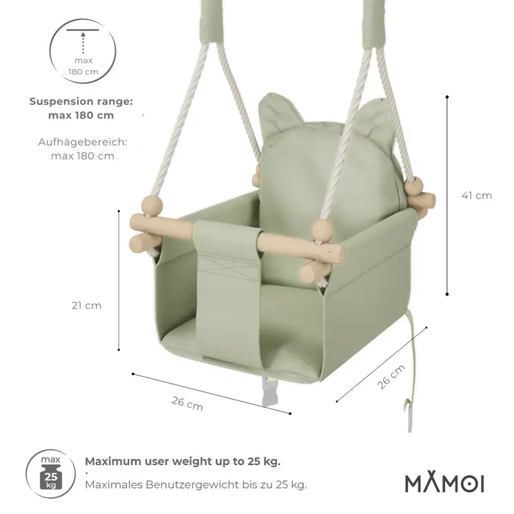 MAMOI® Babyschaukel, Baby schaukel Indoor Outdoor, Kinderschaukel aus Holz, Holzschaukel für Kinder, Schaukeln für türrahmen, Swing, Kleinkinderschaukel ab 1 jahr für Kinderzimmer