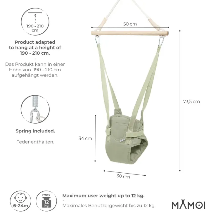 MAMOI® Türhopser baby ab 6 monate, Hopser baby jumper bouncer, Babyschaukel für türrahmen, Schaukel indoor, Türschaukel, Hüpfer, Kinderschaukel, Tür hopper, Babyhopser Swing