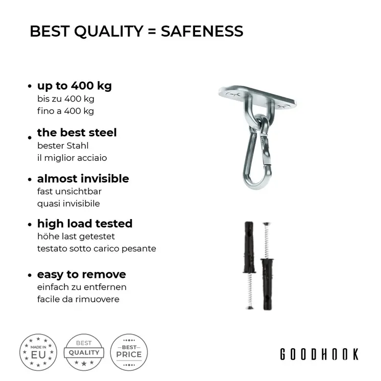 MAMOI® Ceiling hook, Heavy duty bracket, Attachment and hanging accessories for baby swing, swing chair and hammock, Ceiling mount and punch bag hooks