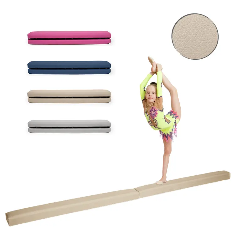 MAMOI® Gymnastikbalancebalken, klappbar, Kunstleder, 200 cm, rutschfest, weiche Oberfläche, für Kinder & Erwachsene, Heimtraining, bis 180 kg Belastbarkeit