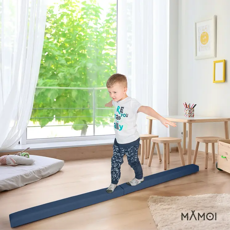 MAMOI® Gymnastikbalancebalken, klappbar, Kunstleder, 200 cm, rutschfest, weiche Oberfläche, für Kinder & Erwachsene, Heimtraining, bis 180 kg Belastbarkeit