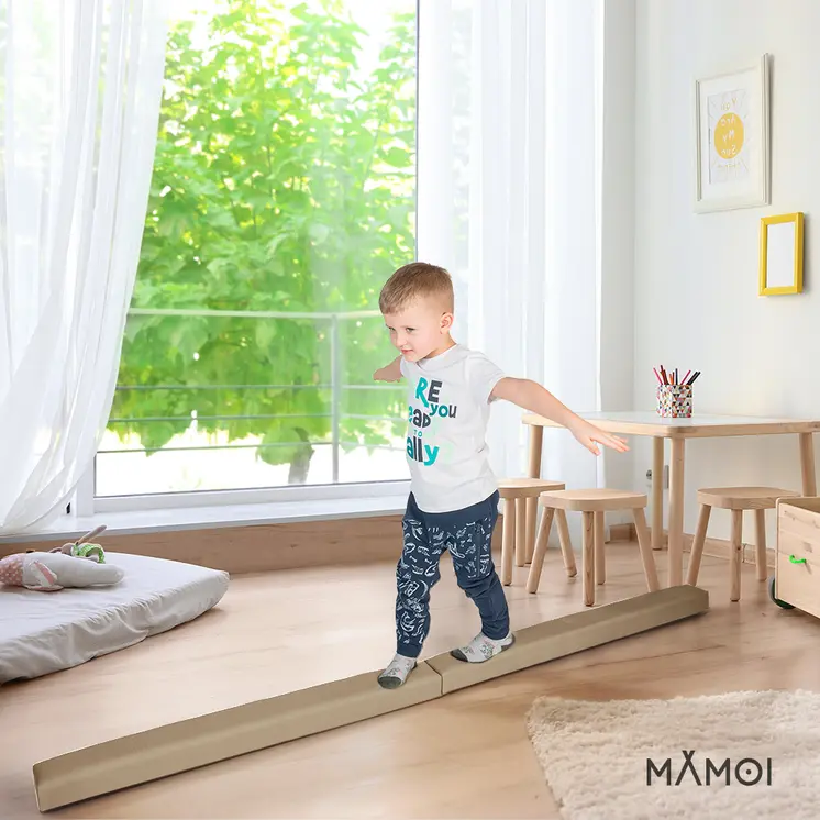 MAMOI® Gymnastikbalancebalken, klappbar, Kunstleder, 200 cm, rutschfest, weiche Oberfläche, für Kinder & Erwachsene, Heimtraining, bis 180 kg Belastbarkeit