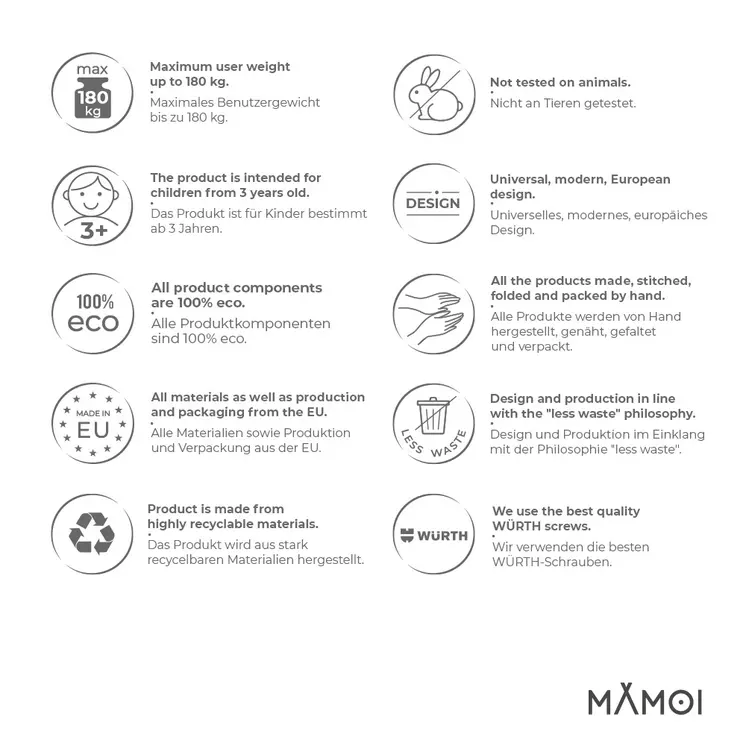 MAMOI® Gymnastikbalancebalken, klappbar, Kunstleder, 200 cm, rutschfest, weiche Oberfläche, für Kinder & Erwachsene, Heimtraining, bis 180 kg Belastbarkeit