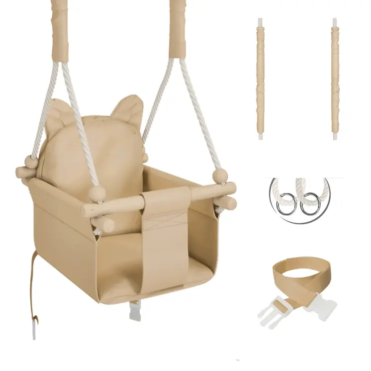 MAMOI® Balancoire interieur pour bebe et enfants, Siege balançoire en bois et en coton pour bébé, Balansoire pour enfant, Balancelle scandinave, Baby swing