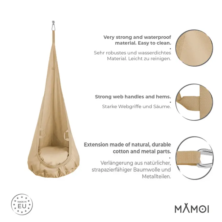 MAMOI® Hängesessel für kinder, Schaukel für kinderzimmer, Hängehöhle, Hängeschaukel, Sensory swing, Schaukeltuch indoor, Hängesack, Tuchschaukel, Babyschaukel, Hängetuch