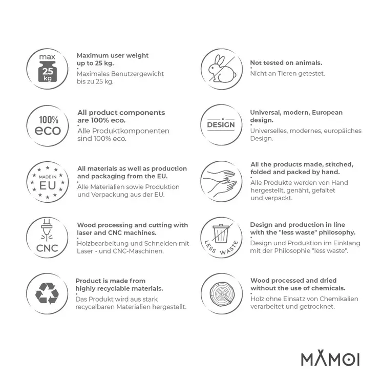 MAMOI® Balancoire interieur pour bebe et enfants, Siege balançoire en bois et en coton pour bébé, Balansoire pour enfant, Balancelle scandinave, Baby swing
