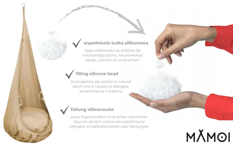 MAMOI® Hängesessel für kinder, Schaukel für kinderzimmer, Hängehöhle, Hängeschaukel, Sensory swing, Schaukeltuch indoor, Hängesack, Tuchschaukel, Babyschaukel, Hängetuch