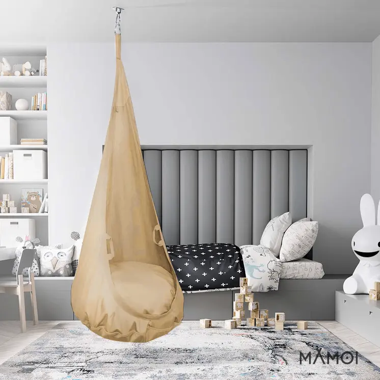 MAMOI® Hängesessel für kinder, Schaukel für kinderzimmer, Hängehöhle, Hängeschaukel, Sensory swing, Schaukeltuch indoor, Hängesack, Tuchschaukel, Babyschaukel, Hängetuch