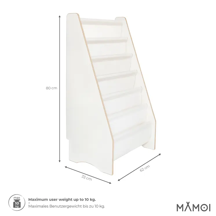 MAMOI® Bookshelf for children, kids book rack, children’s book stand, bookshelf for nursery, storage shelf for books, kids book organizer, 100% ECO, Made in EU