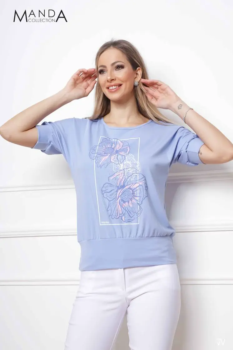 Light blue patterned top