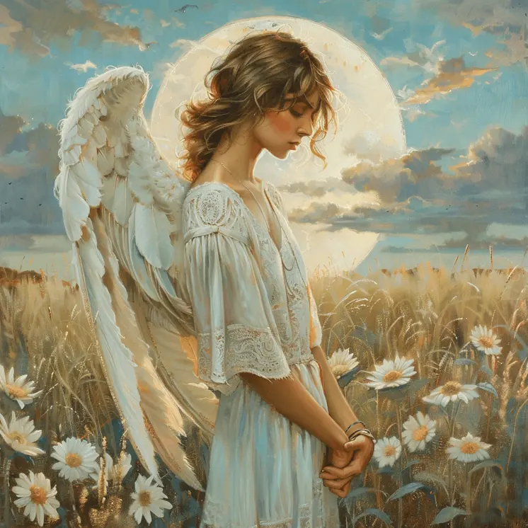 Holy Angel in the Field 8”x8” Art Print